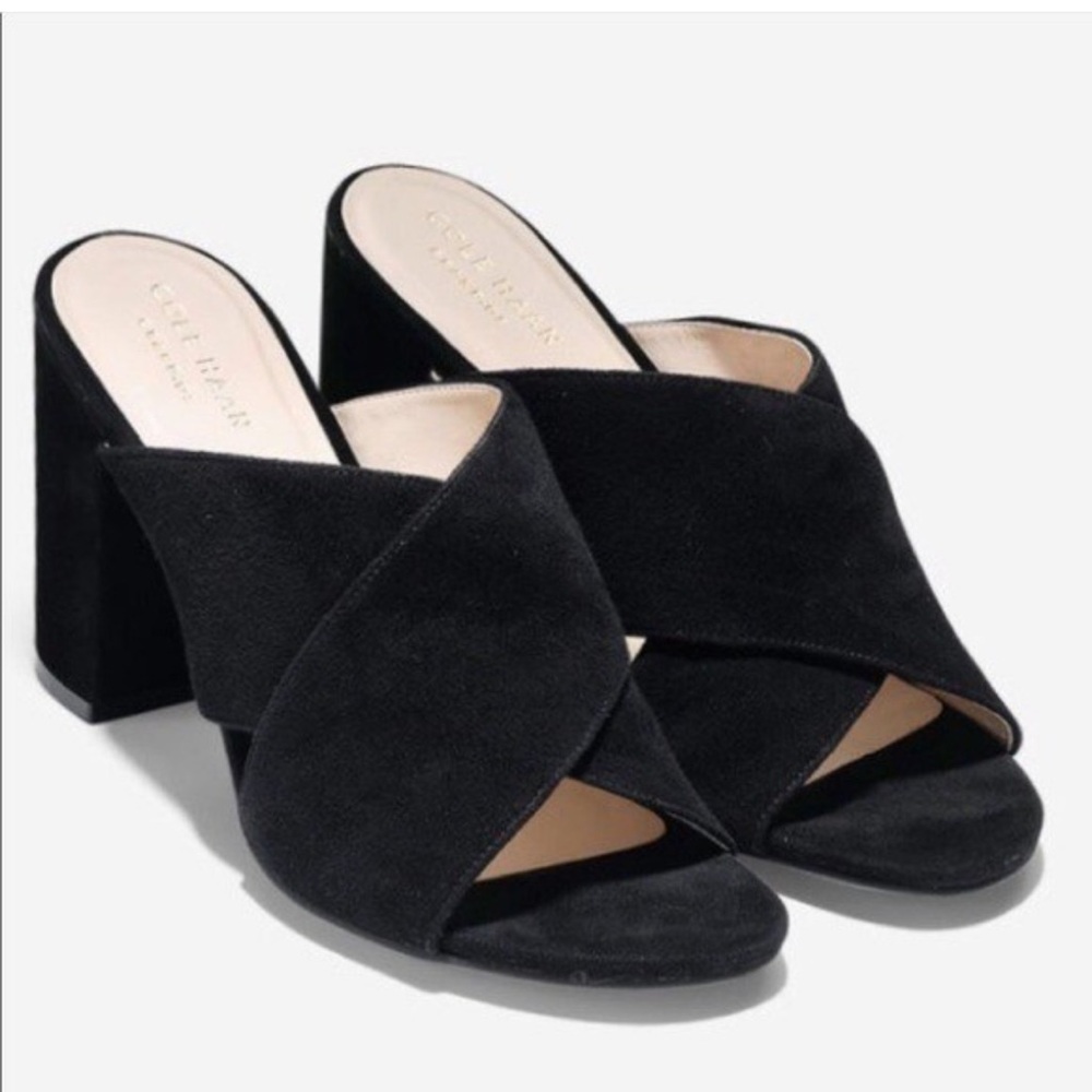 New Cole haan gabby suede mule/heels black